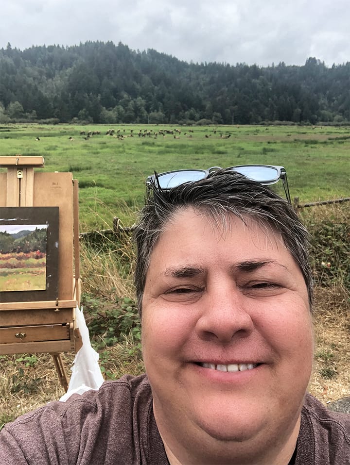 Pamela painting elk